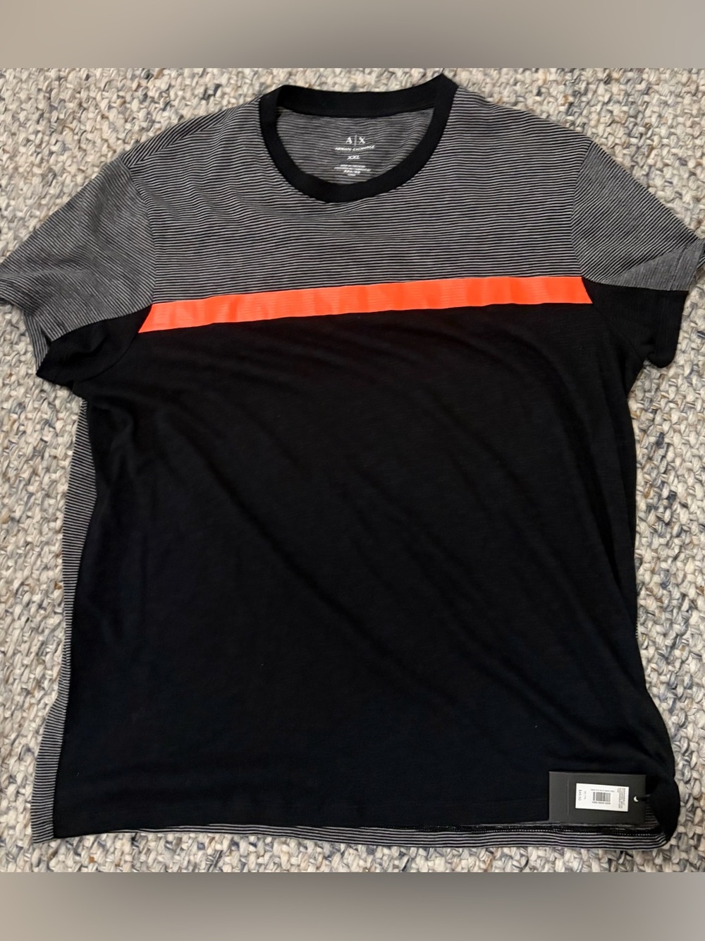 A/X Armani Exchange Designer NWT Stripe Crew Neck T‑Shirt sz XXL